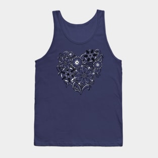 Zentangle Heart - black and white Tank Top